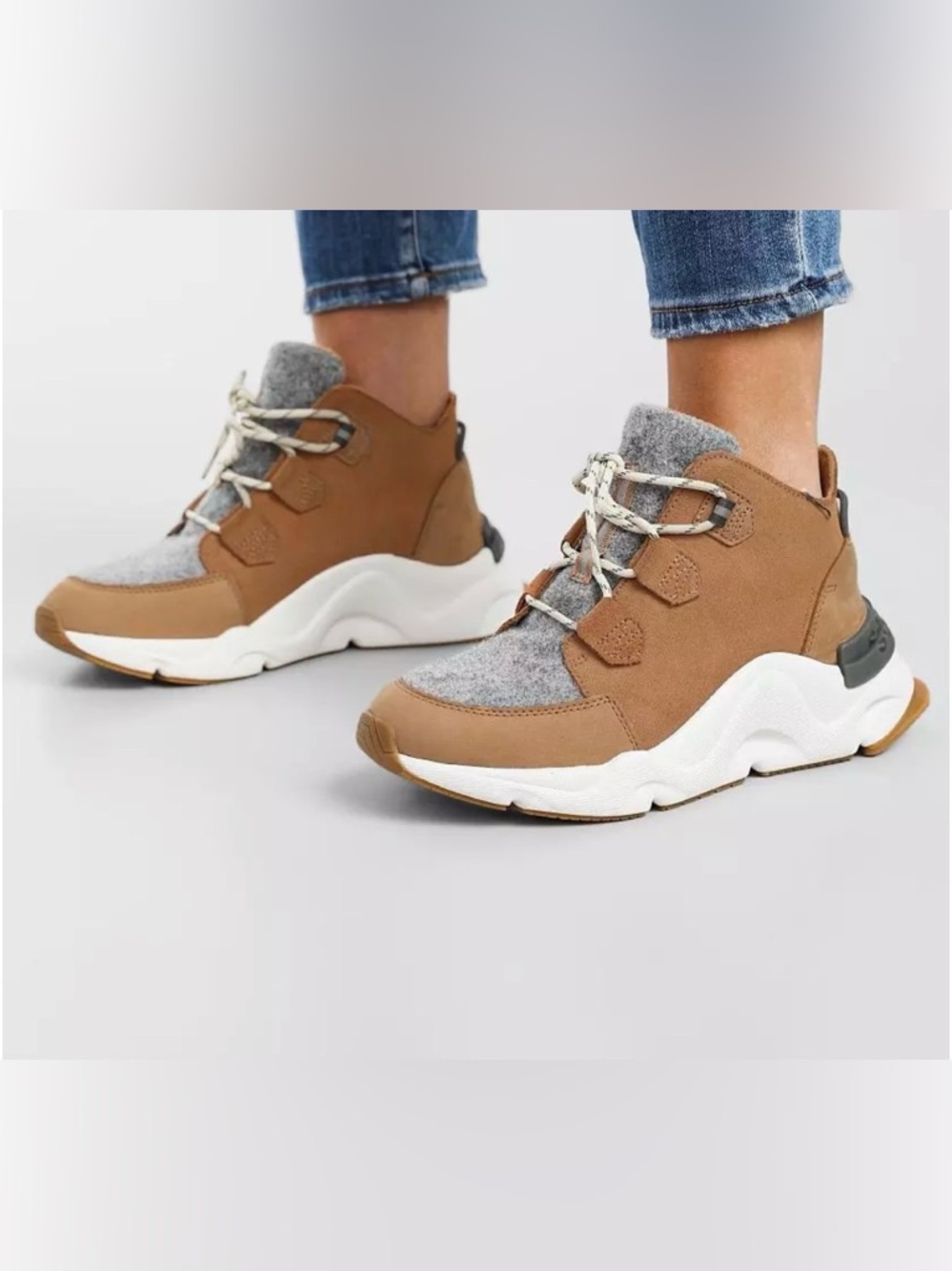 Sorel kinetic Rnegd Caribou Sneaker boot in Towny/Buff color
